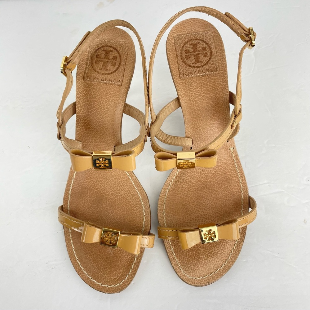 Tory Burch Kailey Heel Patent Leather Sandals Size 7.5